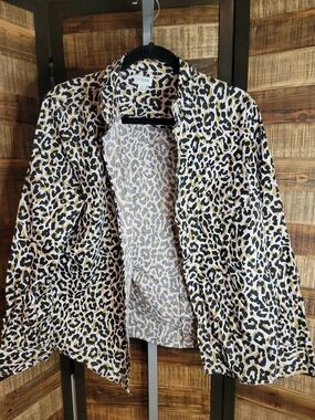 J. Crew Leopard Print Jean Blouse  in Black and Tan